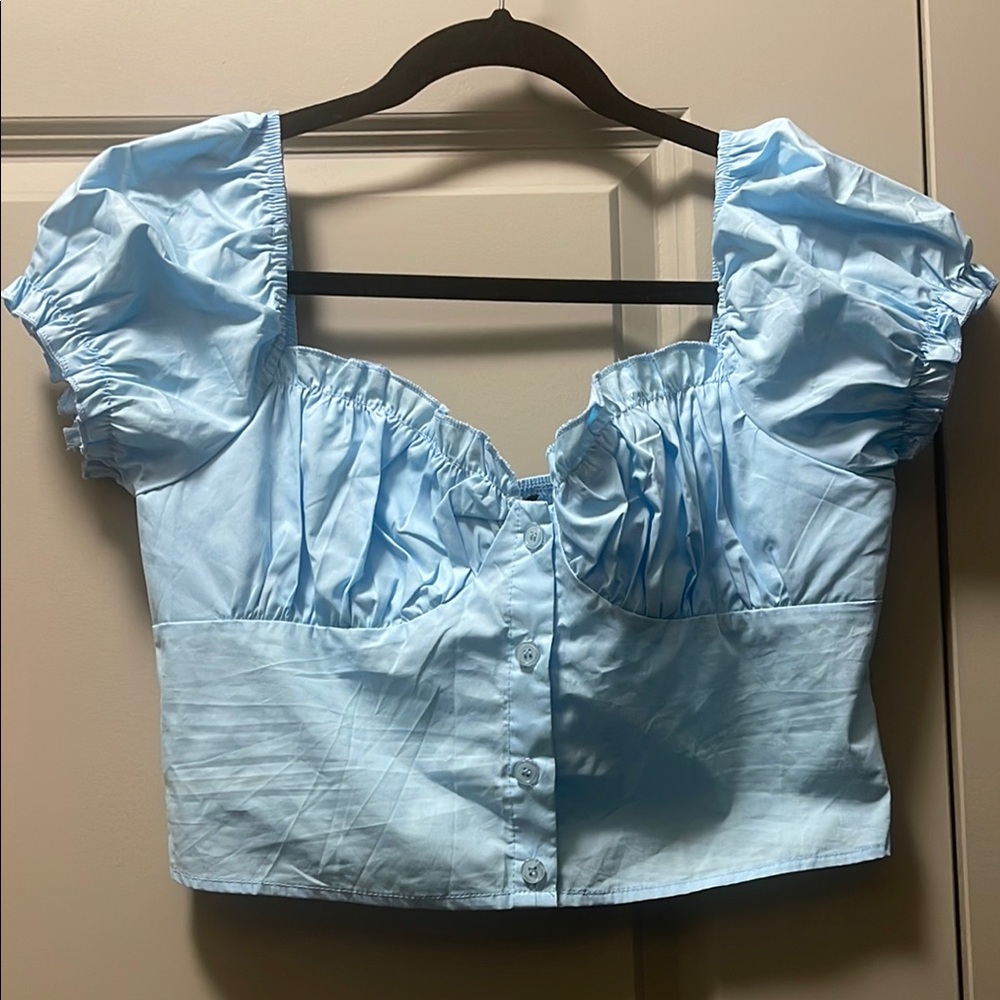 100% cotton Light Blue sweetheart neckline corset Women's Top